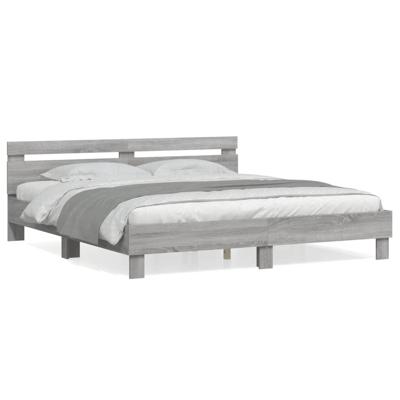 Bedframe met hoofdeinde bewerkt hout grijs sonoma 180x200 cm