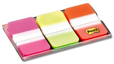 Post-it Index Strong, ft 25,4 x 38 mm, set van 3 kleuren (roze, groen en oranje), 22 tabs per kleur
