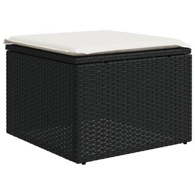 6-delige Loungeset met kussens poly rattan zwart - thumbnail
