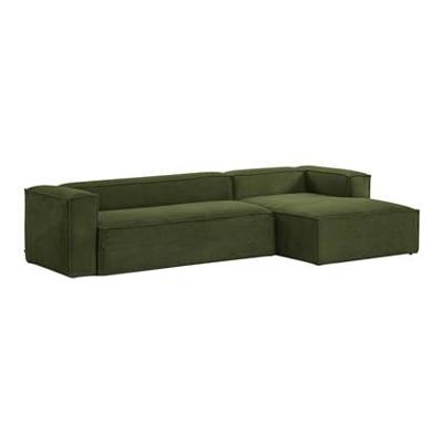 Kave Home Loungebank 'Blok' Rib, Rechts 330cm, kleur Donkergroen