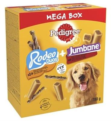 Pedigree Megabox Rodeo Duos & Jumbone hondensnacks 1 verpakking Pedigree Megabox Rodeo Duos & Jumbone hondensnacks 1 verpakking