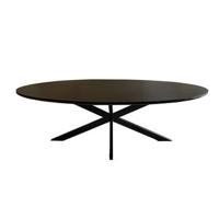 Livingfurn Ovale Eettafel 'Jesper' Mangohout, 240 x 110cm, kleur Zwart - thumbnail