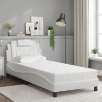 Bedframe met hoofdbord kunstleer wit 90x200 cm - thumbnail