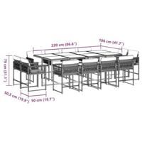 13-delige Tuinset met kussens poly rattan grijs - thumbnail