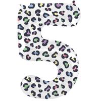 Folieballon Cijfer 5 Wit Met Panterprint (86cm) - thumbnail