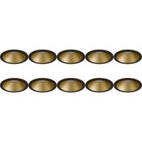GU10 Inbouwspot Armatuur 10-Pack Zwart/Goud Ø82mm Verdiept Aluminium - thumbnail