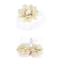 Hudson Baby Infant Girl Headband and Socks Set, Lace, 0-9 Months - thumbnail