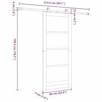 Schuifdeur met Hardware Set "ORKDAL" Massief Hout Vuren - thumbnail