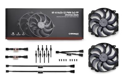 NF-A14x25r G2 PWM Sx2-PP chromax.black - dubbele ventilatorset, zwart