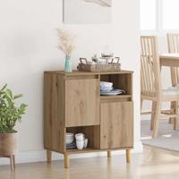 Dressoir artisanaal eikenkleurig 35 x 60 x 70 cm Bewerkt hout - thumbnail