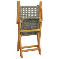 Tuinstoelen 8 st inklapbaar poly rattan en massief hout grijs - thumbnail