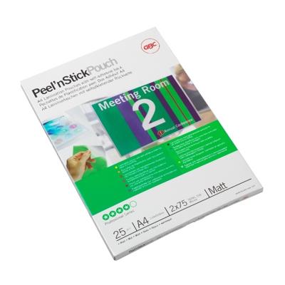 GBC Peel`n Stick Lamineerhoezen A4 2x75 micron Mat (25) GBC Peel`n Stick Lamineerhoezen A4 2x75 micron Mat (25)