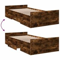 Bedframe met lades bewerkt hout gerookt eikenkleurig 75x190 cm - thumbnail
