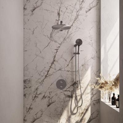 Brauer Brushed Edition Thermostatische Regendoucheset Inbouw - Hoofddouche 30 cm - Rechte Wandarm - 3 Weg - Handdouche Rond 3 Standen - Doucheslang - Geintegreerde Glijstang - Rvs