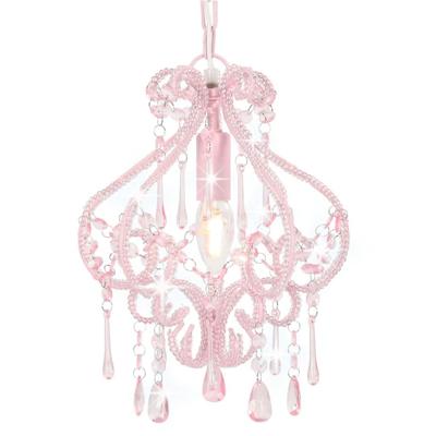 VidaXL Plafondlamp met kralen rond e14 roze VidaXL Plafondlamp met kralen rond e14 roze