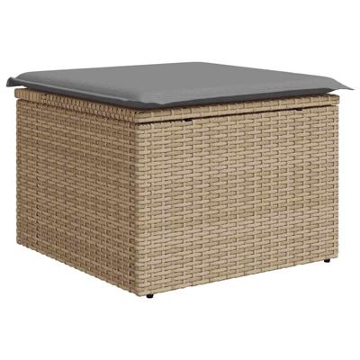 9-delige Loungeset met kussens poly rattan beige