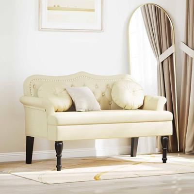 Chesterfield Bank met kussen Crme 120,5 x 65 x 75 cm Nep Leer