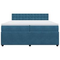 Boxspring met matras fluweel blauw 200x200 cm - thumbnail