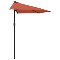 Balkonparasol half met aluminium paal 270x135x245 cm terracotta - thumbnail