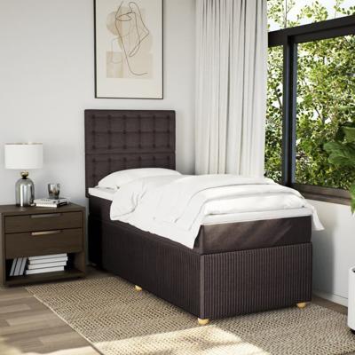 Boxspring met matras stof donkerbruin 90x200 cm - thumbnail