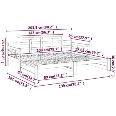 Slaapbank uitschuifbaar grenenhout honingbruin 2x(90x200) cm