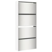 Schoenenkast met spiegel 4-laags 63x17x134 cm hoogglans wit - thumbnail