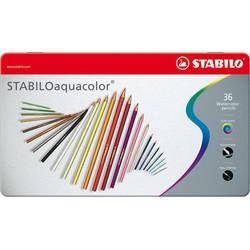 STABILO aquacolor - aquarel kleurpotlood - metalen set 36 st. STABILO aquacolor - aquarel kleurpotlood - metalen set 36 st.