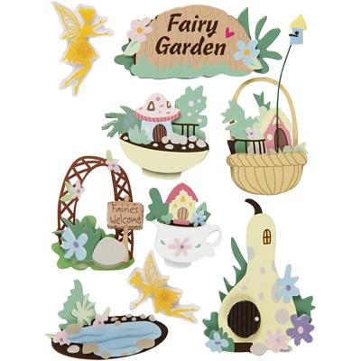 Creativ Company 3d stickers, feeën tuin, h: 32-64 mm, b: 30-55 mm, dikte 7 mm, 9 stuk/ 1 doos