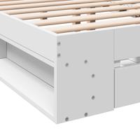 Bedframe met lades bewerkt hout wit 140x190 cm - thumbnail
