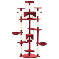 Kattenkrabpaal met sisal krabpalen 203 cm rood en wit - thumbnail