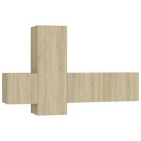 3-delige Tv-meubelset bewerkt hout sonoma eikenkleurig - thumbnail