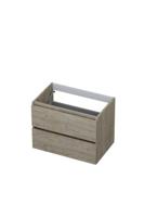 Onderkast INK 2 laden greeploos met houten keerlijst 70 cm x 45 cm x 52 cm Greige eiken 1257119 - thumbnail