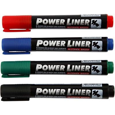 Mungyo Power liner, lijndikte 1,5-3 mm, zwart, blauw, groen, rood, 4 stuk/ 1 doos