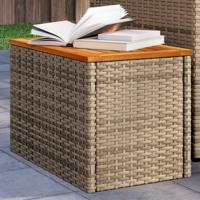 Tuinbijzettafels 2 st 55x34x37 cm poly rattan en hout beige - thumbnail