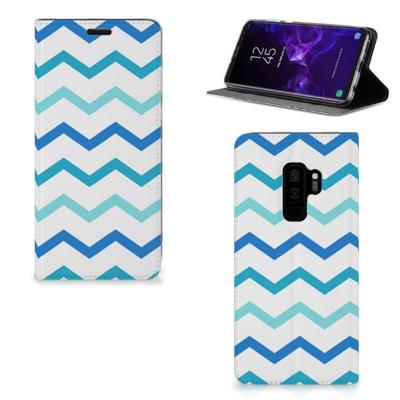 Samsung Galaxy S9 Plus | Hoesje met Magneet | Zigzag Blauw Samsung Galaxy S9 Plus | Hoesje met Magneet | Zigzag Blauw
