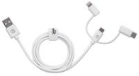 Manhattan 353434 3-in-1 oplaadkabel: Lightning/Micro USB/USB Type C USB Type C USB Type A stekker naar Lightning, USB Micro-B en USB Type C stekker 1 m wit - thumbnail