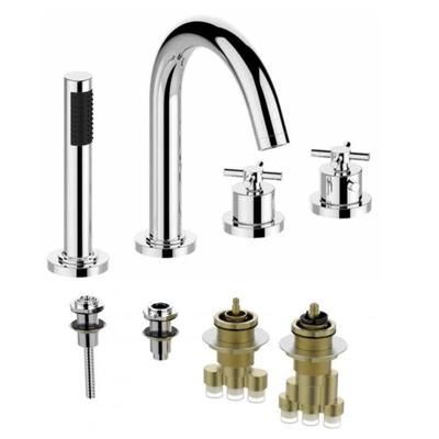 Wiesbaden Cross 4 gats badrandthermostaat chroom incl inbouwdeel sw62532/sw68919 Wiesbaden Cross 4 gats badrandthermostaat chroom incl inbouwdeel sw62532/sw68919