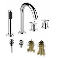 Wiesbaden Cross 4 gats badrandthermostaat chroom incl inbouwdeel sw62532/sw68919 - thumbnail