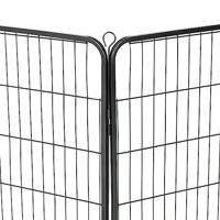 Hondenren met 8 panelen 80x100 cm staal zwart - thumbnail