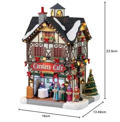 Lemax carolers cafe verlicht kersthuisje Caddington Village 2023