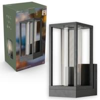 LED's Light LED Wandlamp met glazen ruiten - Rechthoek - E27 fitting - IP44 - Antraciet - thumbnail