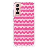 Samsung Galaxy S21 FE Doorzichtige Silicone Hoesje Waves Pink - thumbnail