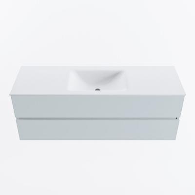 MONDIAZ VICA 140cm badmeubel onderkast Clay 2 lades. Wastafel CLOUD midden zonder kraangat, kleur Talc.