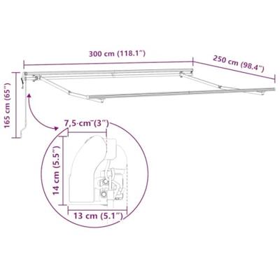 Luifel automatisch uittrekbaar 300x250 cm antracietkleur en wit