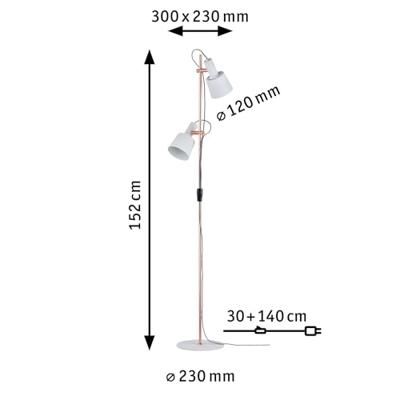 Paulmann Neordic Haldar 79660 Staande lamp LED E14 40 W Wit, Koper (mat) Paulmann Neordic Haldar 79660 Staande lamp LED E14 40 W Wit, Koper (mat)