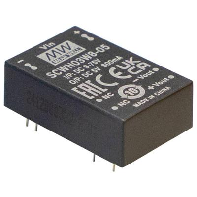 MEAN WELL SCWN03W8-03 DC/DC-converter 24 V 3.3 V 0.600 A 3 W Inhoud 1 stuk(s)