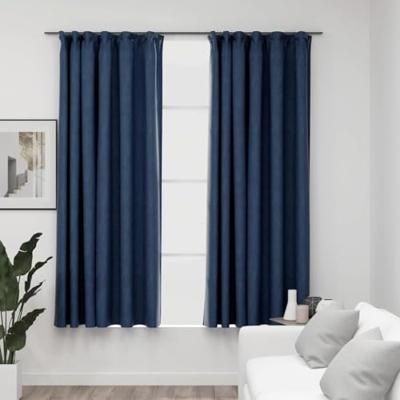 VidaXL Gordijnen linnen-look verduisterend haken 2 st 140x175 cm blauw VidaXL Gordijnen linnen-look verduisterend haken 2 st 140x175 cm blauw