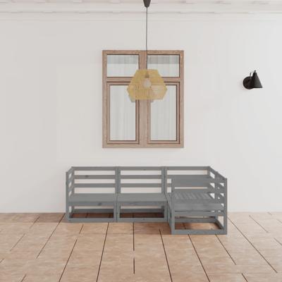 4-delige Loungeset massief grenenhout grijs 4-delige Loungeset massief grenenhout grijs