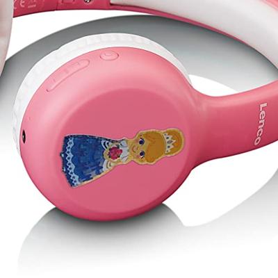 Lenco HPB-110 Bluetooth hoofdtelefoon voor kinderen, Bluetooth 5.0-85db, 250mAh, handsfree-functie, micro-USB, opvouwbaar, met stickers, roze effen