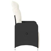 Tuinstoelen 2 st verstelbaar met kussens poly rattan zwart - thumbnail